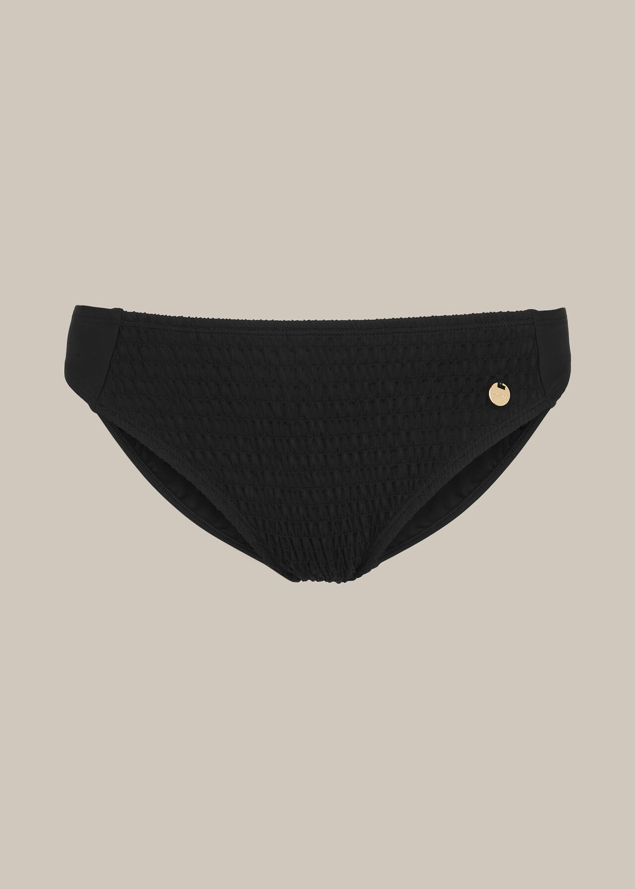 Shirred Panelled Bikini Bottom Black
