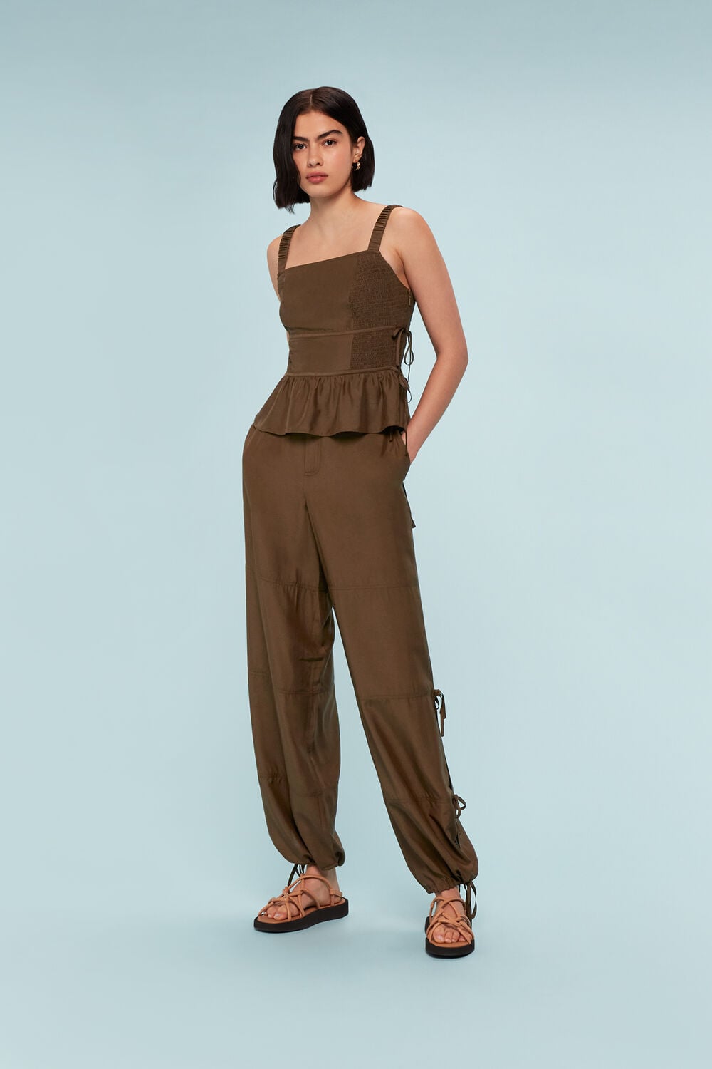 Chocolate Tie Detail Pants&nbsp;