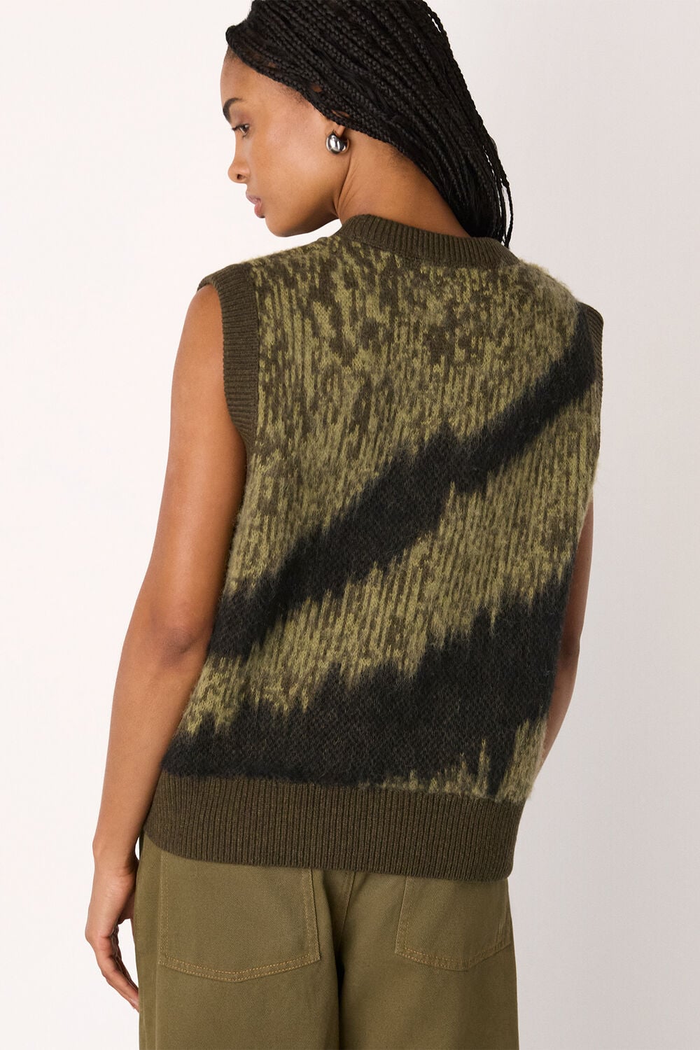 Green Zebra Print Knitted Tank