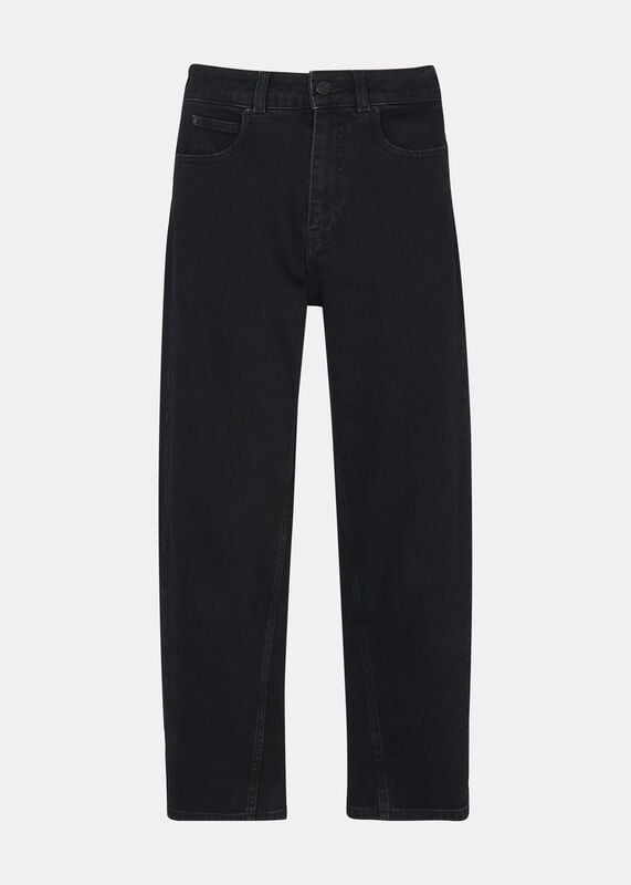 Black Petite Stretch Barrel Leg Jean