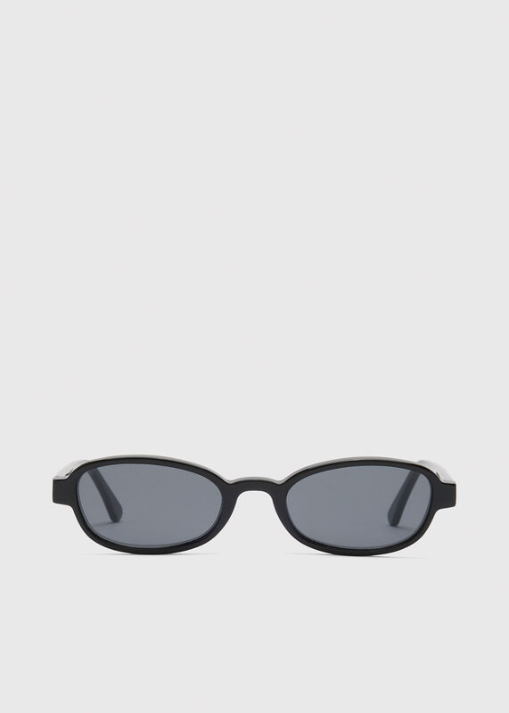 Black Slim Oval Sunglasses