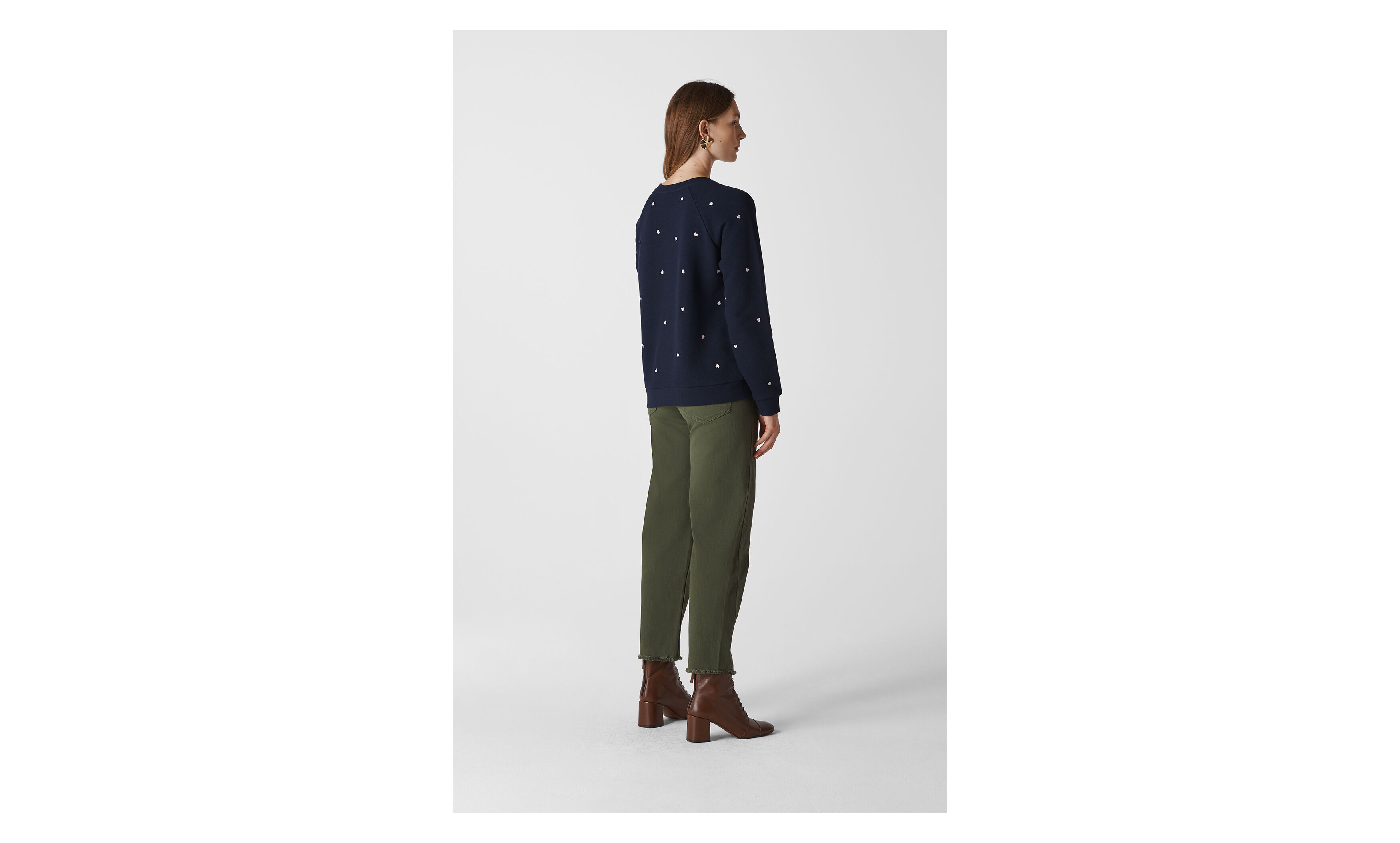 Whistles heart embroidered sweatshirt clearance