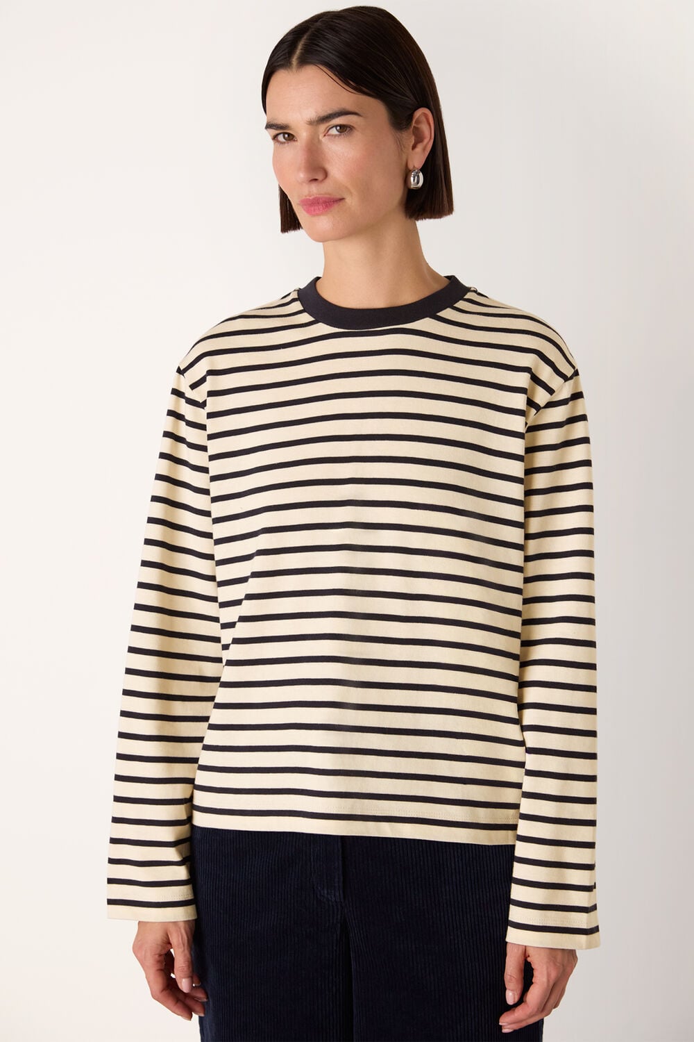Ivory Stripe Cotton Jersey