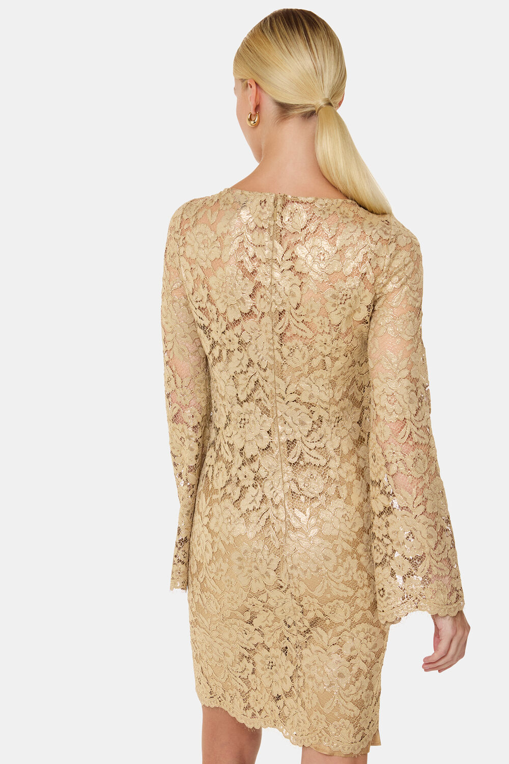 Gold Metallic Lace Mini Dress