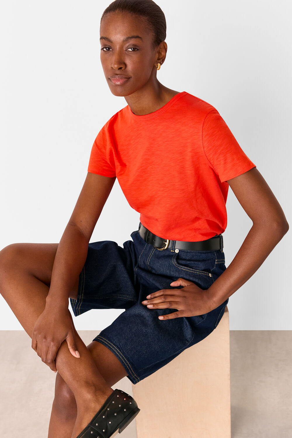 Red Posie Double Trim Tee