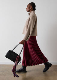 Petite Satin Pleated Midi Skirt