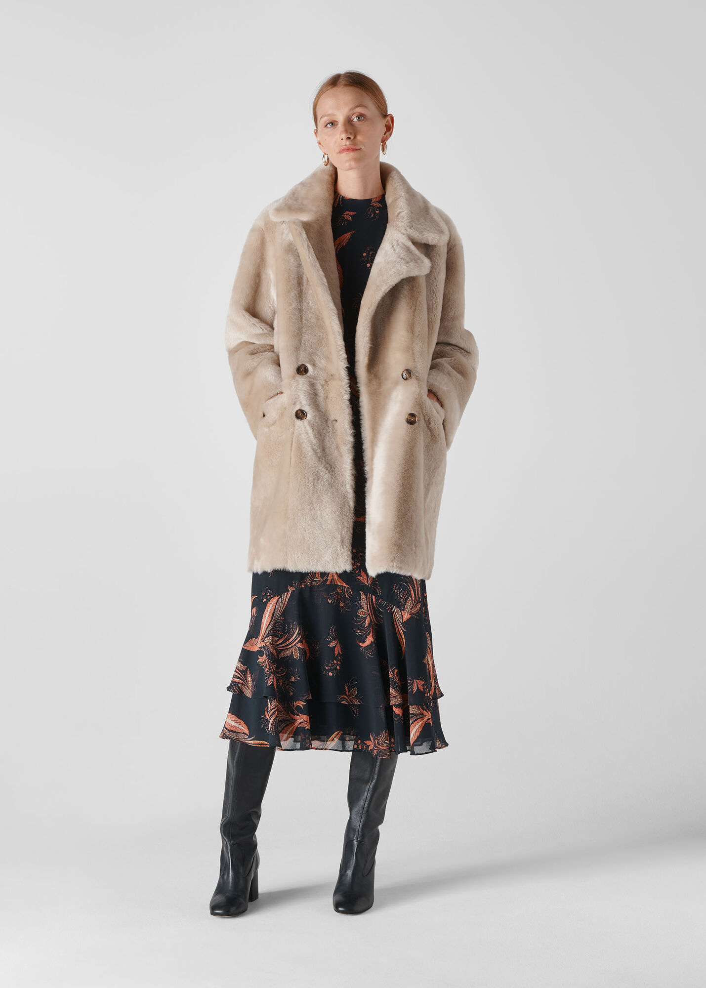 Grey Jude Shearling Coat WHISTLES Whistles UK