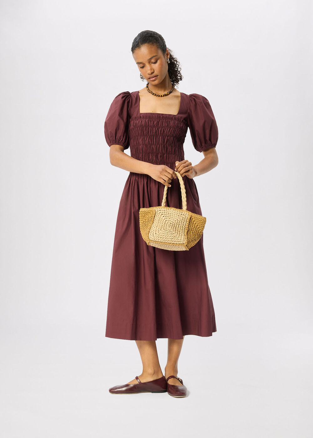 Cotton Ruched Bodice Dress