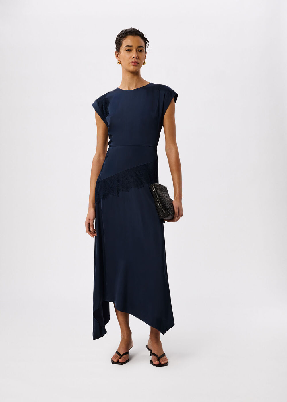 Lace Insert Asymmetric Dress