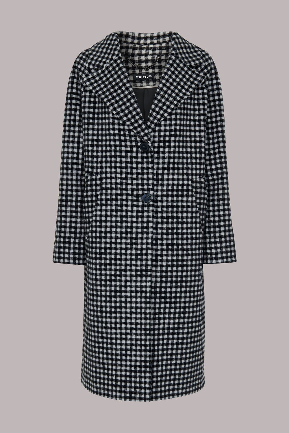 Gingham Wool Cocoon Coat