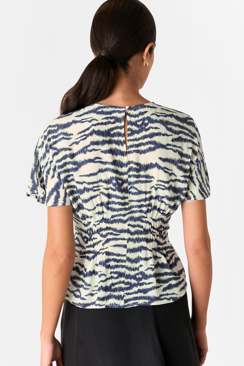 Feathered Tiger Shirred Blouse