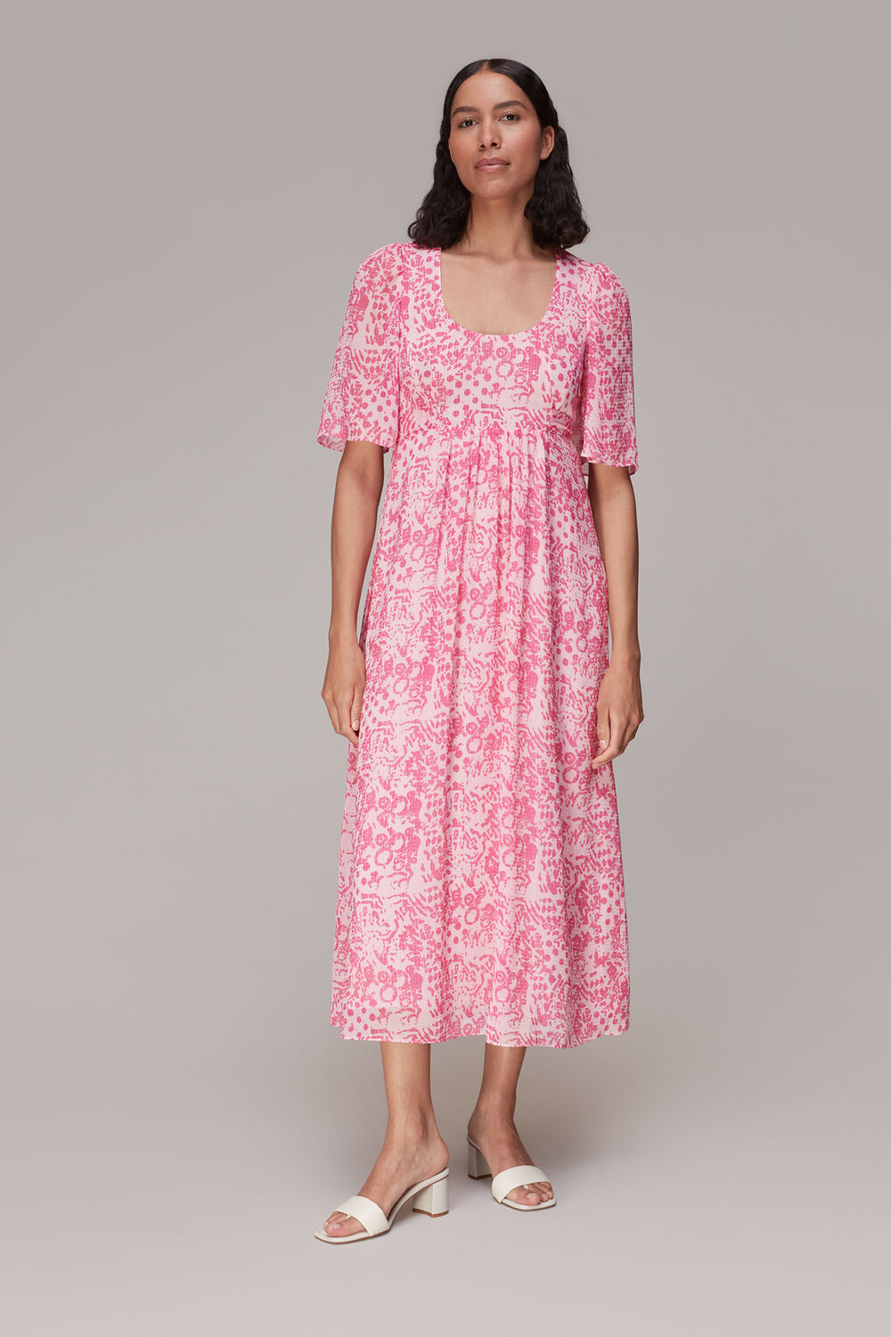 Pink Abstract Batik Midi Dress