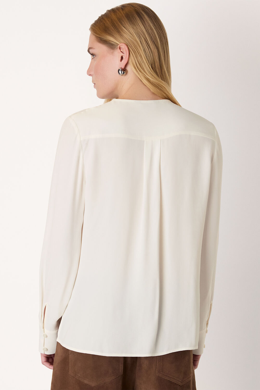 Ivory Draped Ruffle Feminine Blouse