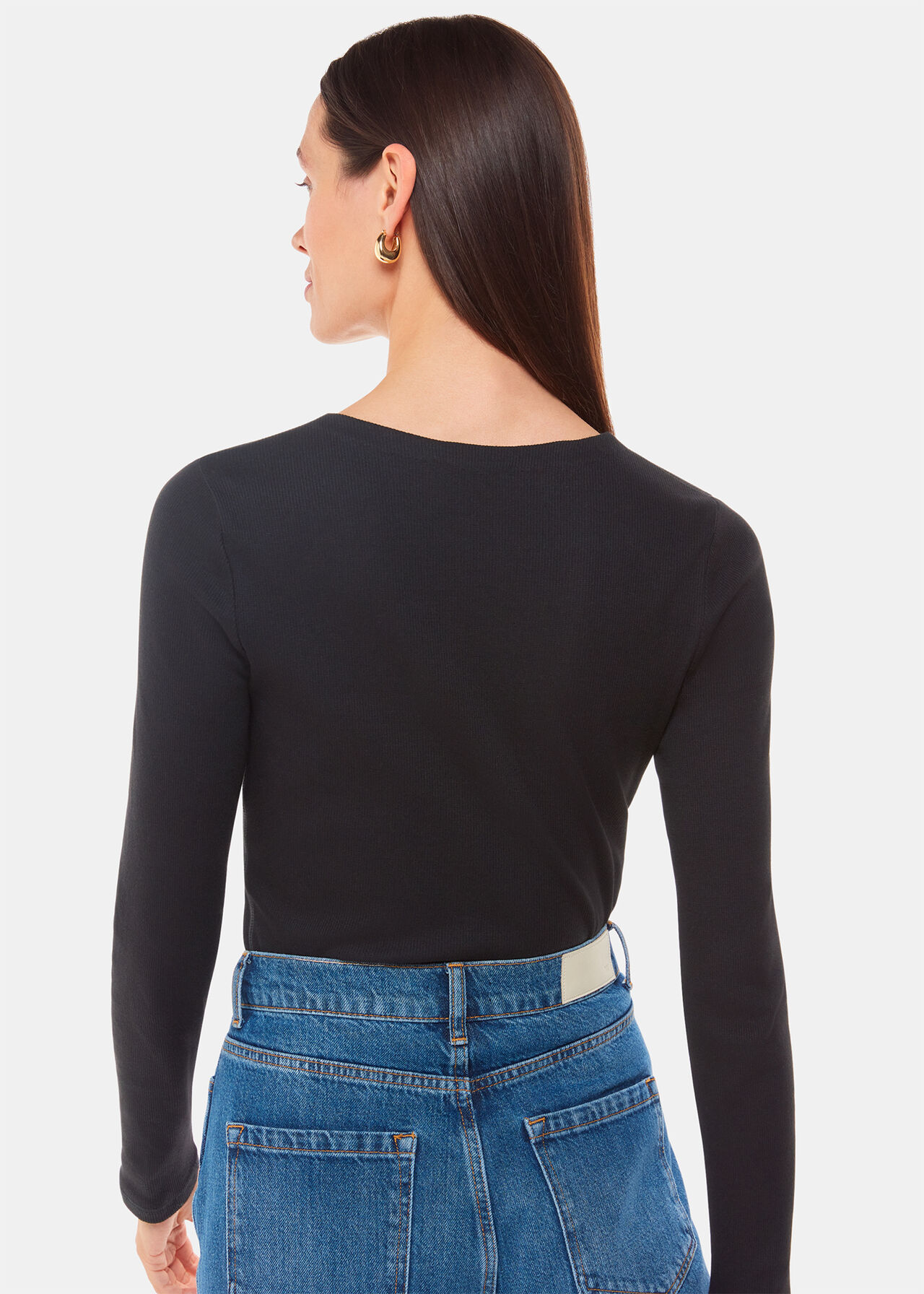 High Neck Long Sleeve Rib Top