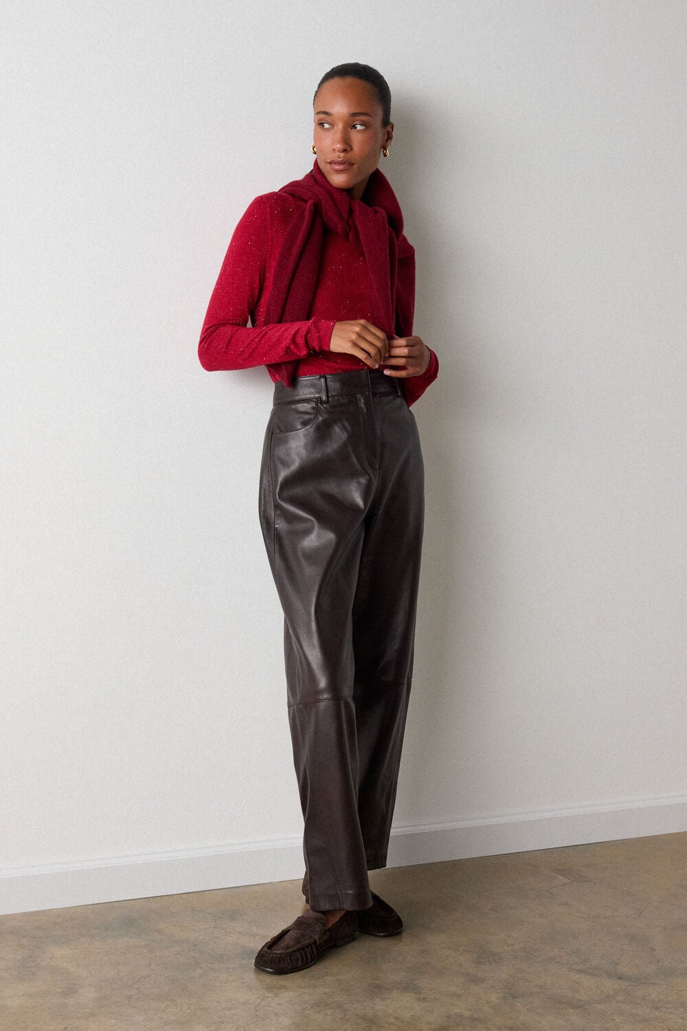 Dark Red Annie Sparkle Crew Neck