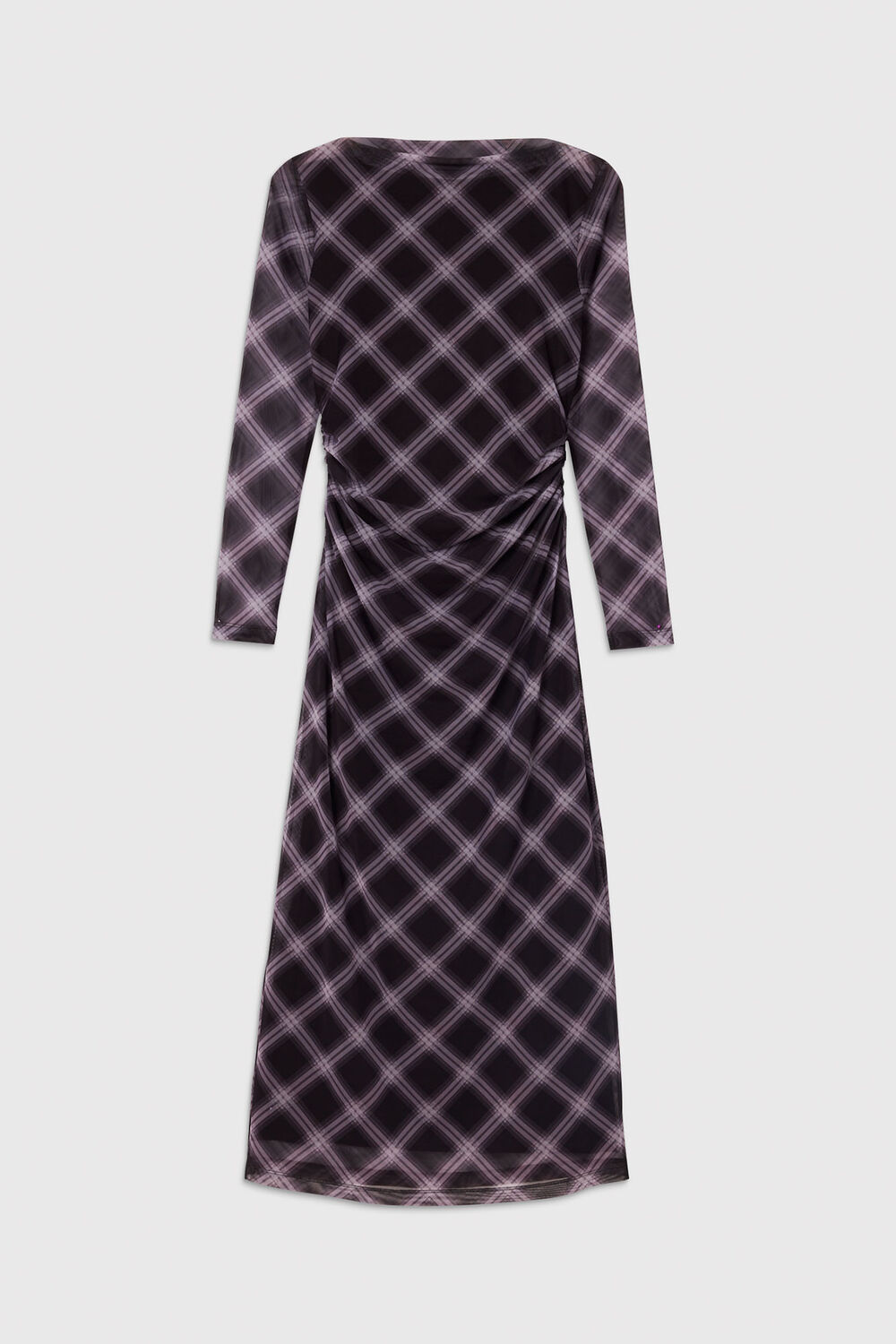 Burgundy Check Mesh Dress