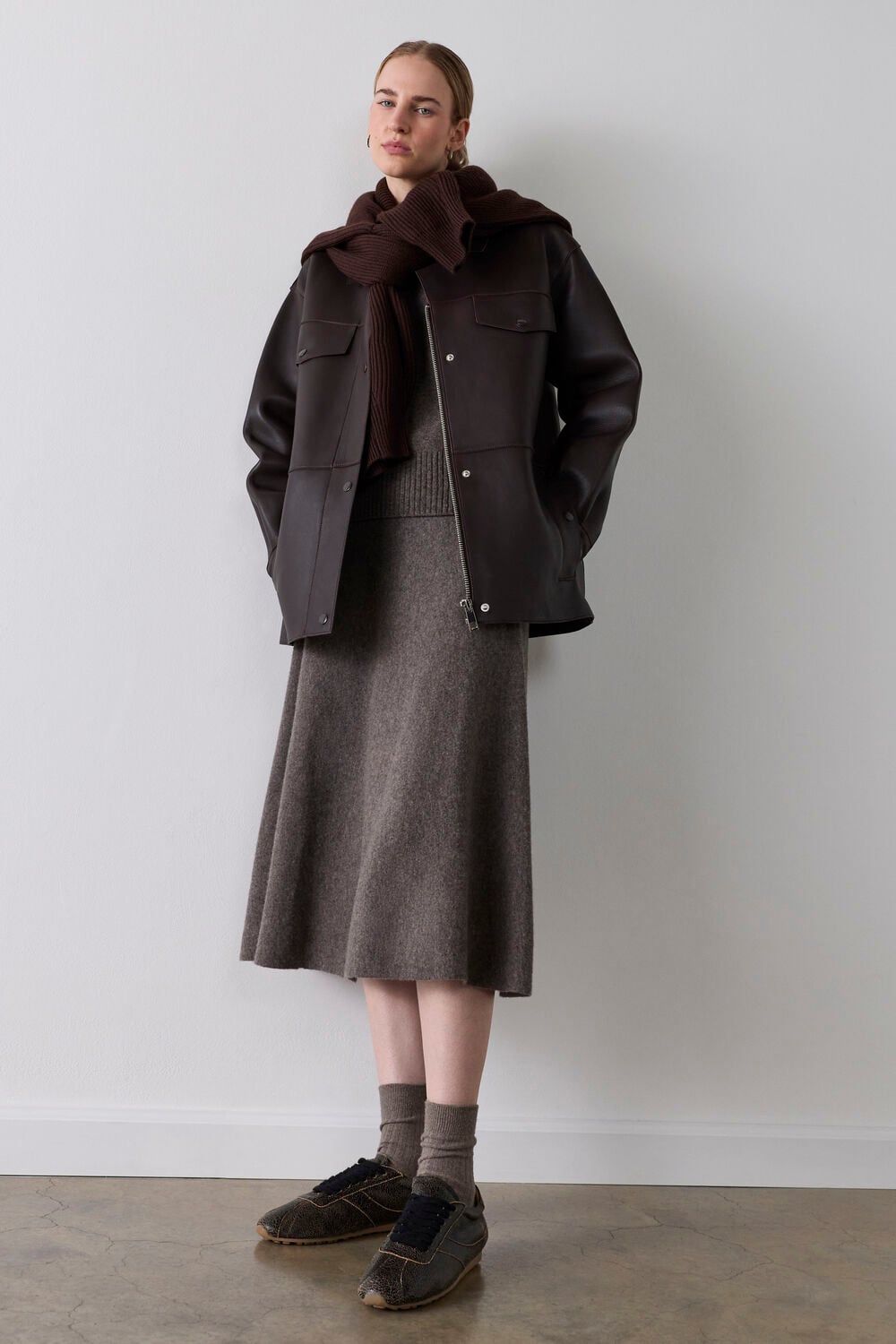 Brown Clean Bonded Leather Jacket