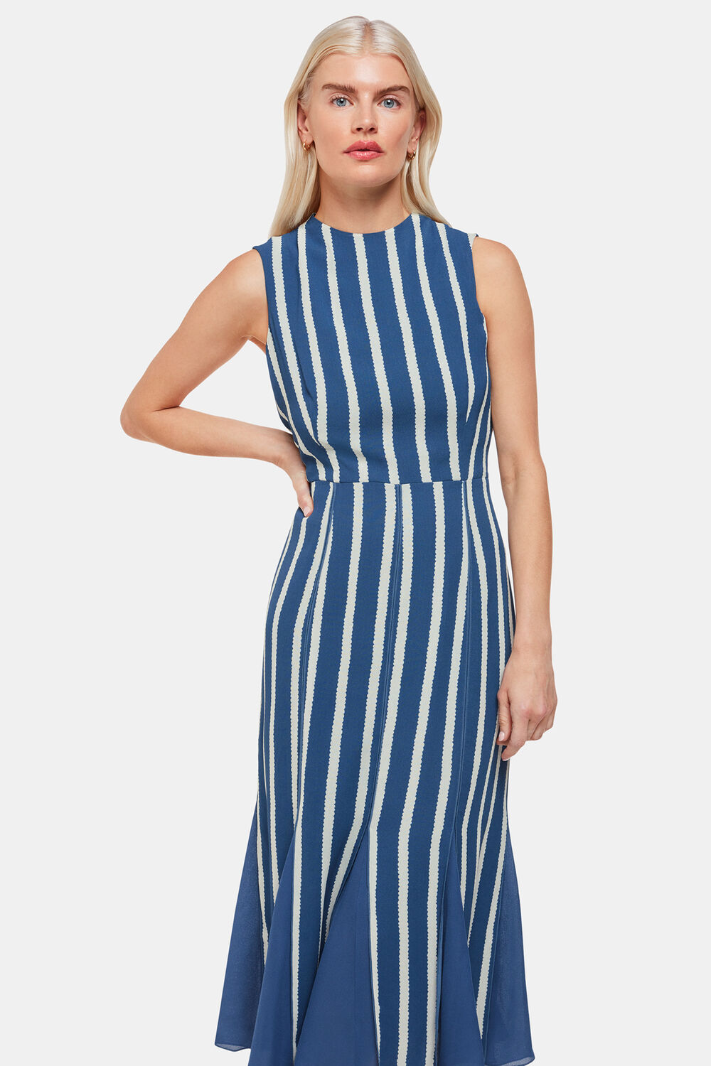 Petite Eliza Stripe Print Midi Dress