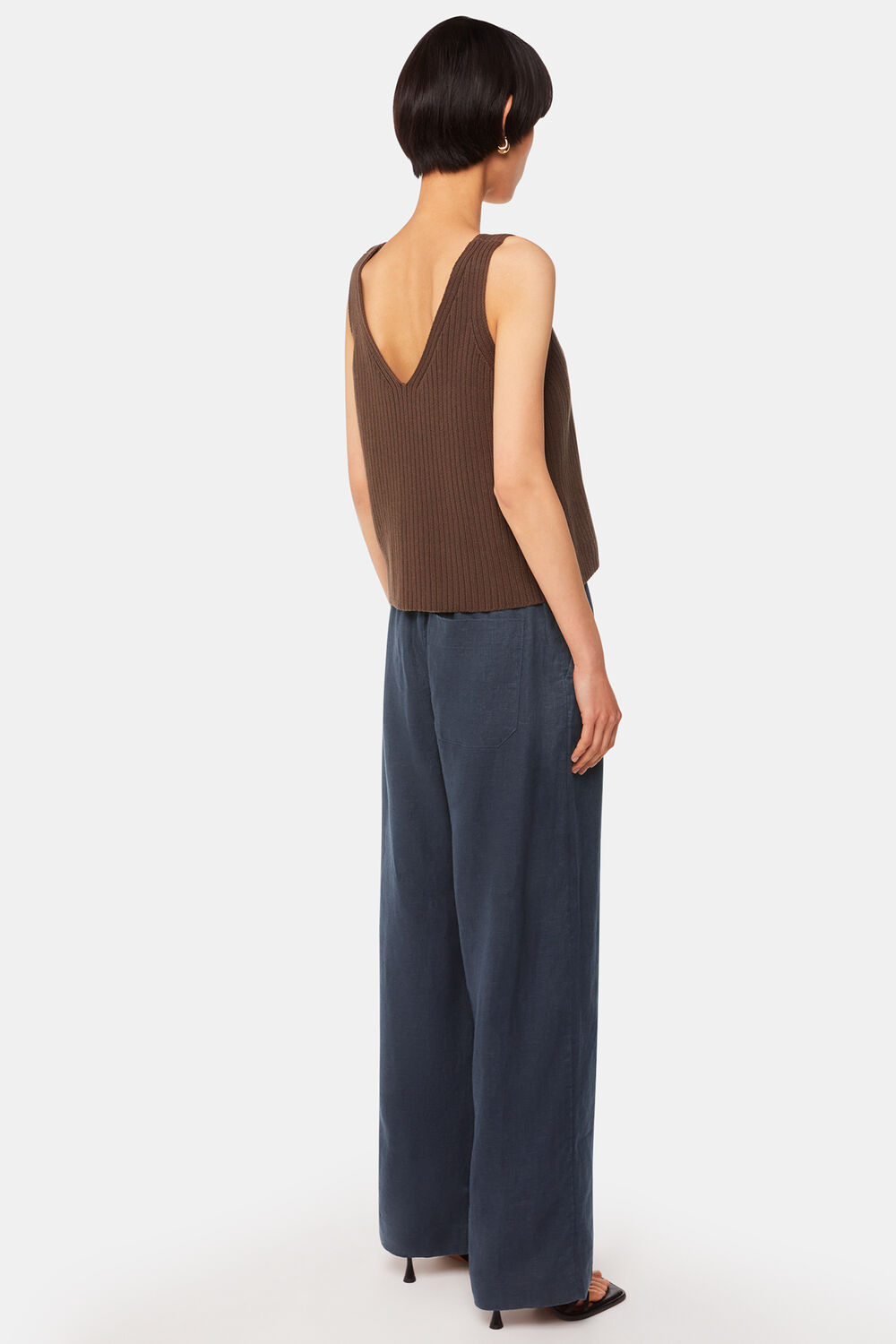 Navy Elasticated Linen Pants&nbsp;