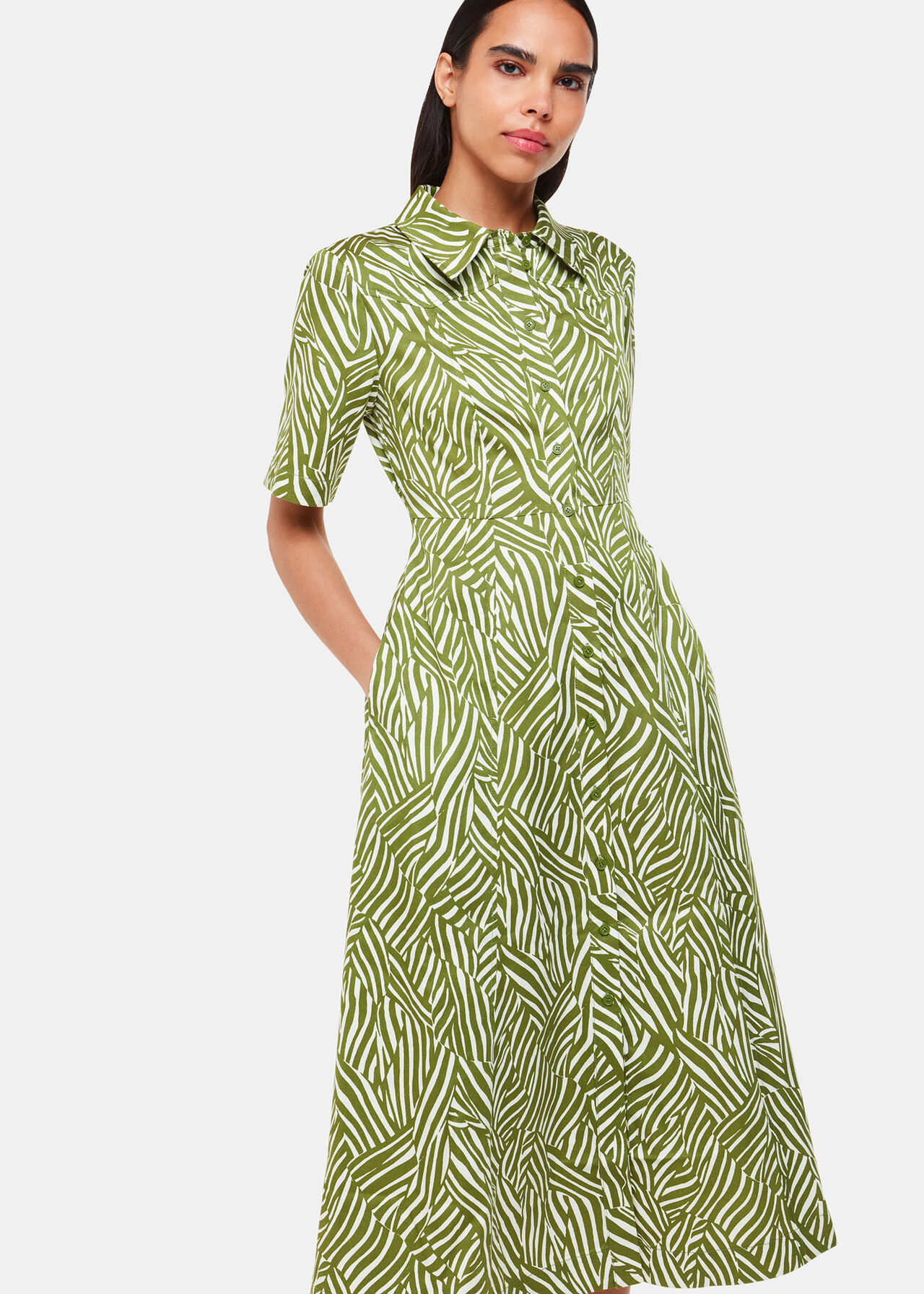 Linear Leaf Midi Dress