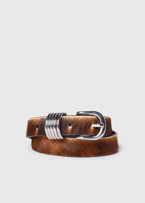 Multicolour Cow Hair-On Multi Ring Belt