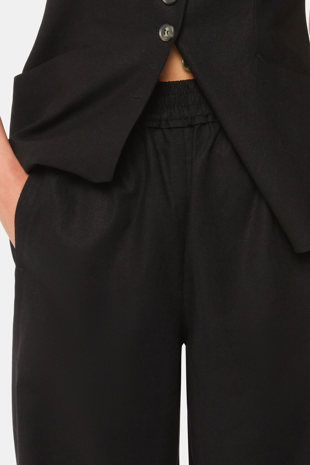 Black Lindsey Linen Blend Pants&nbsp;