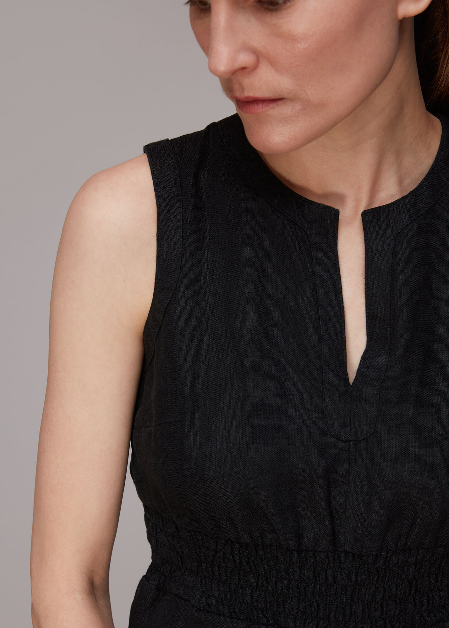 Black Melanie Linen Jumpsuit WHISTLES Whistles