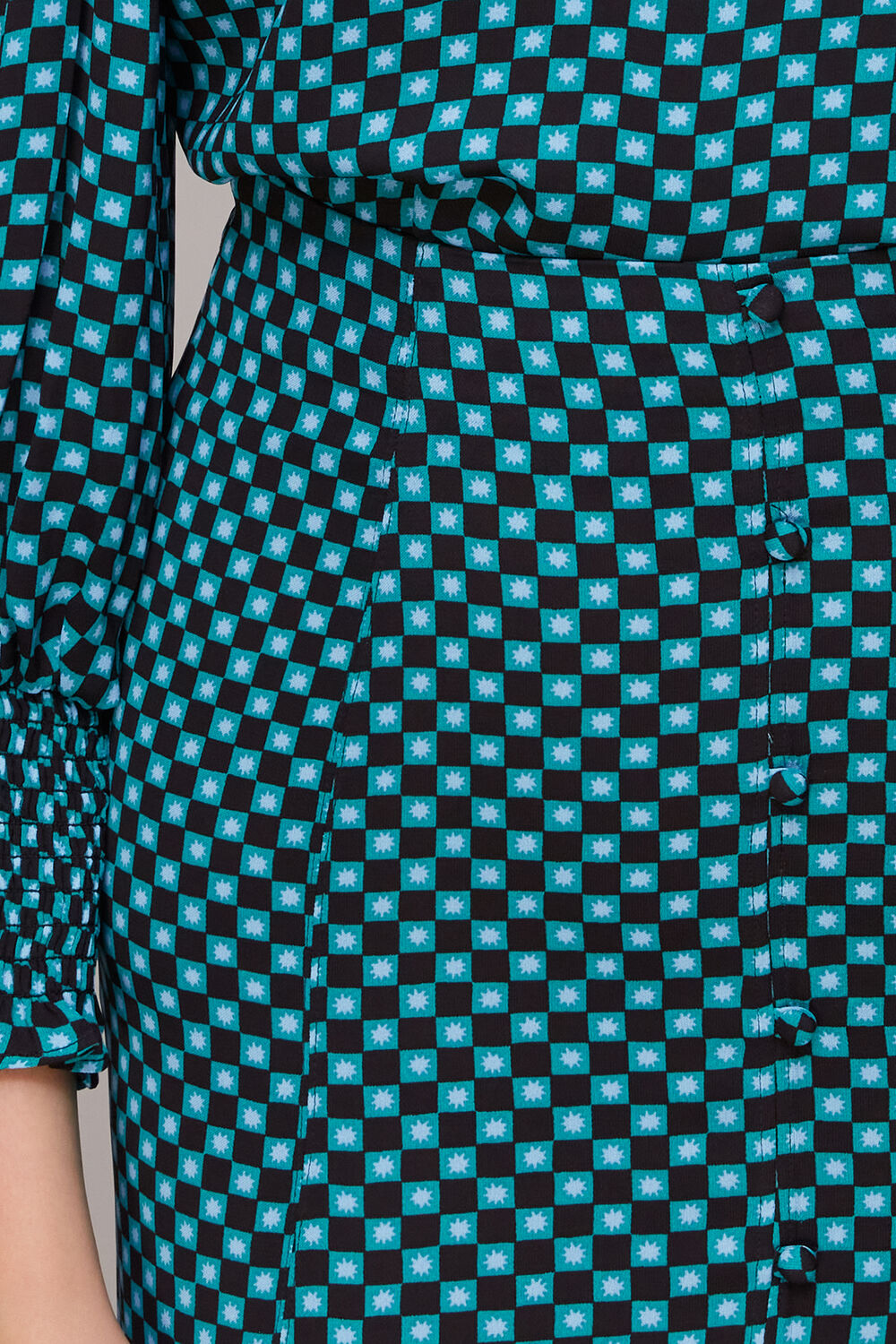 Multicolour Star Check Button Front Skirt
