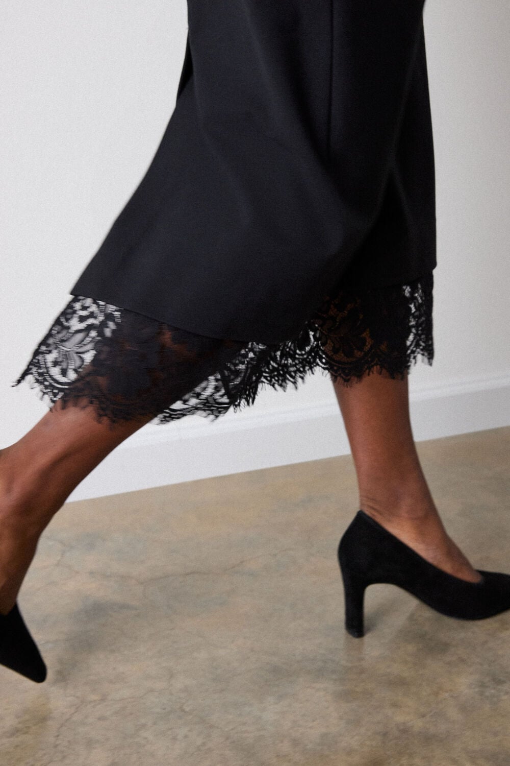 Black Ponte Detachable Lace Dress