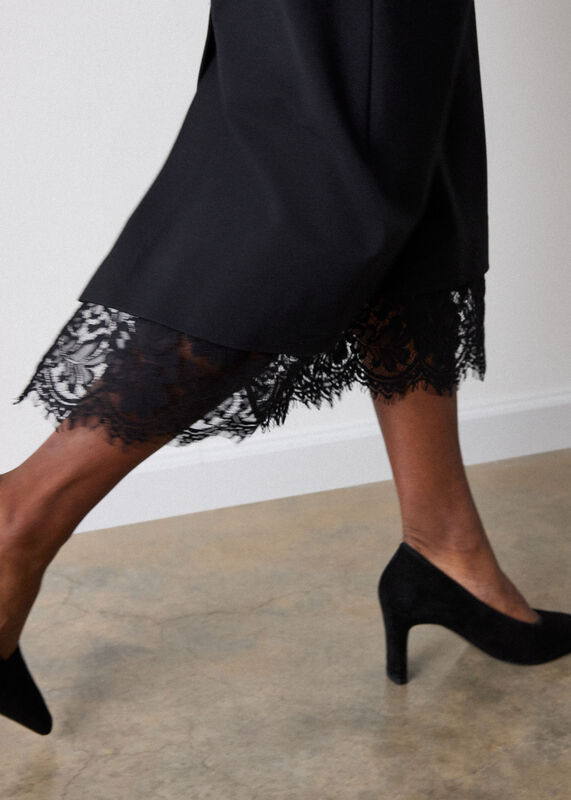Black Ponte Detachable Lace Dress