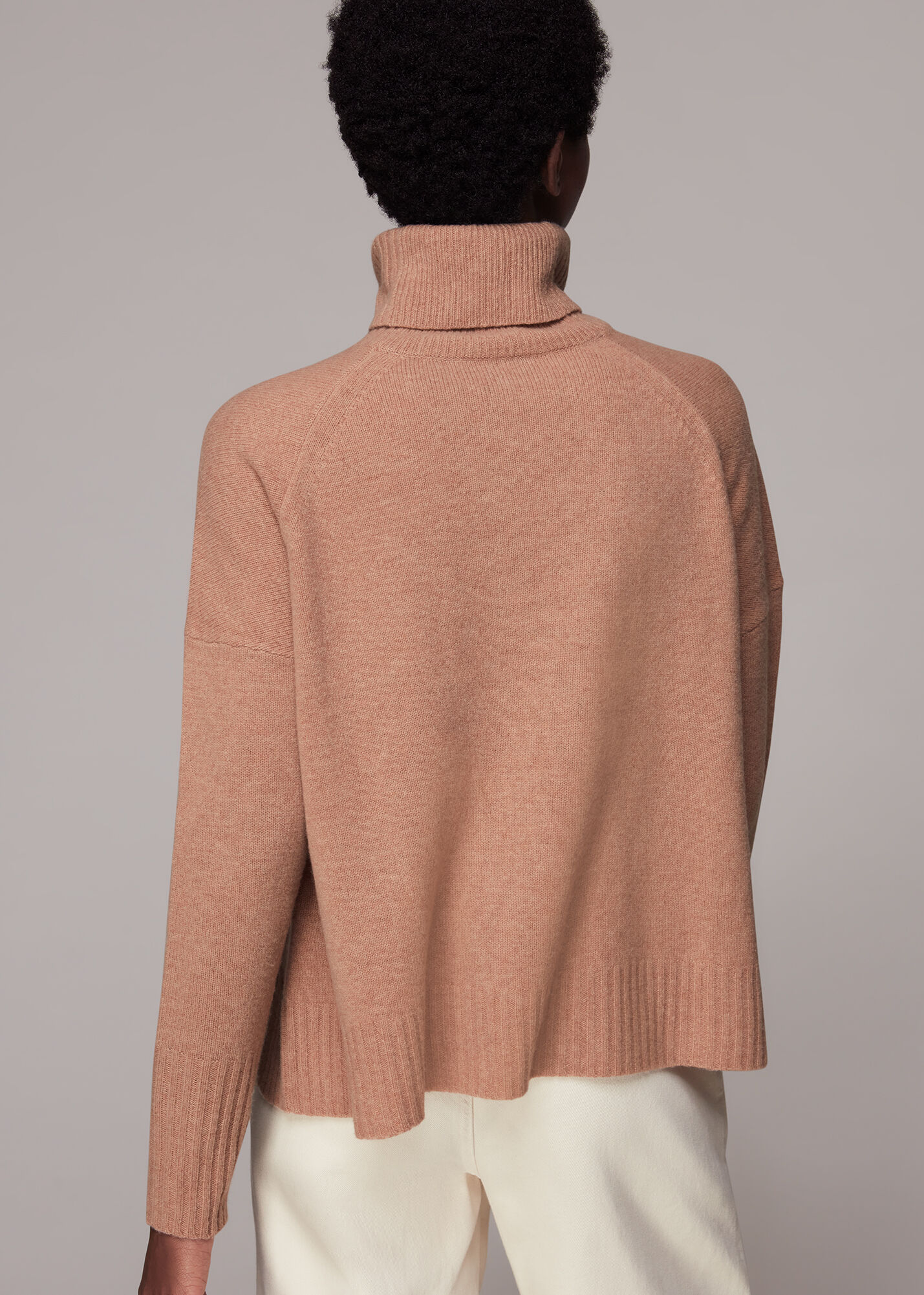 Camel Roll Neck Wool Knit