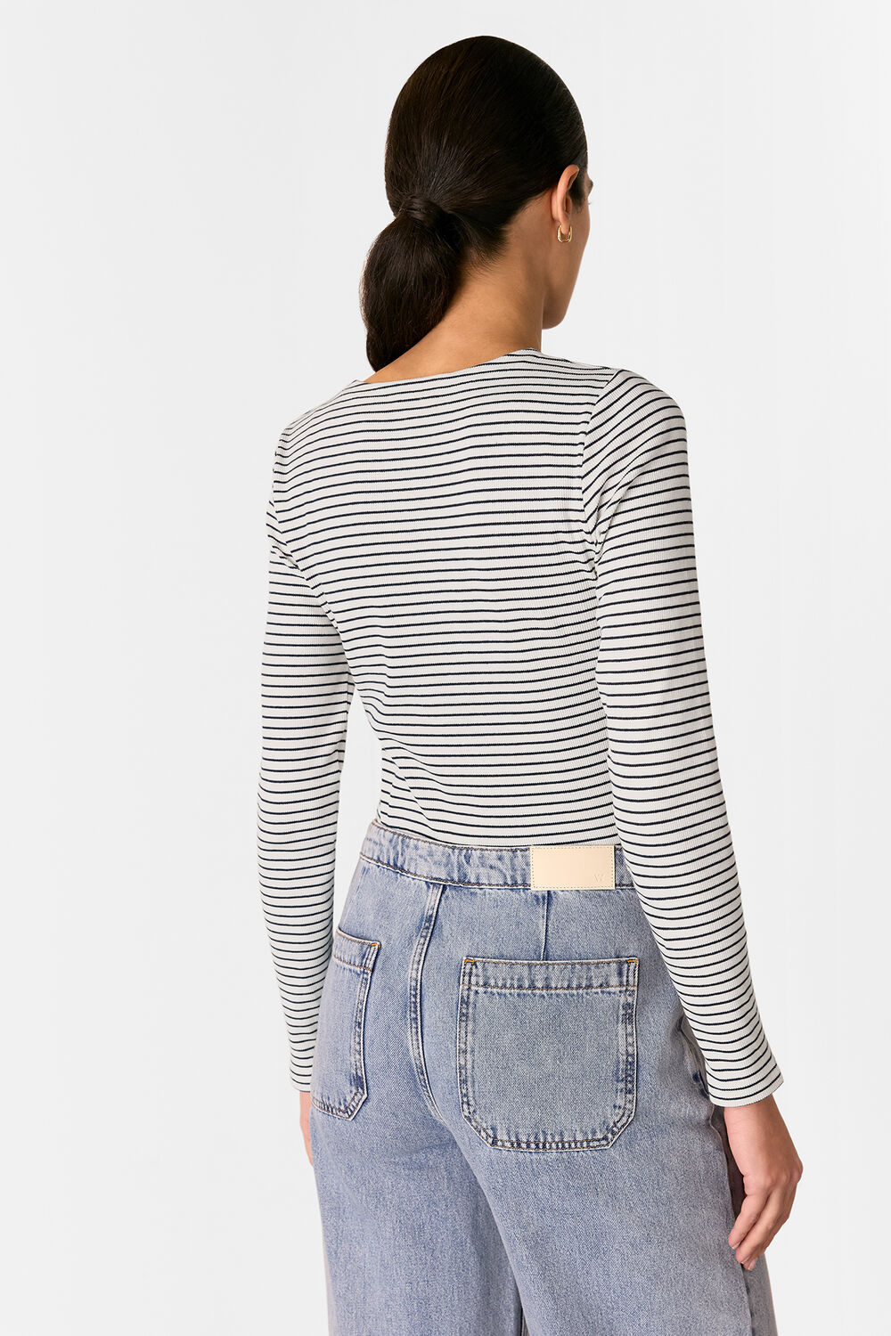 Stripe Detail High Neck Top