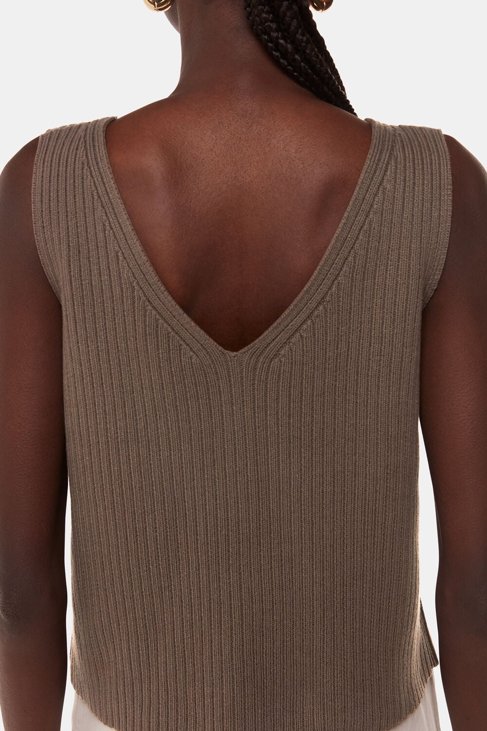 Chocolate Button Front V Neck Tank