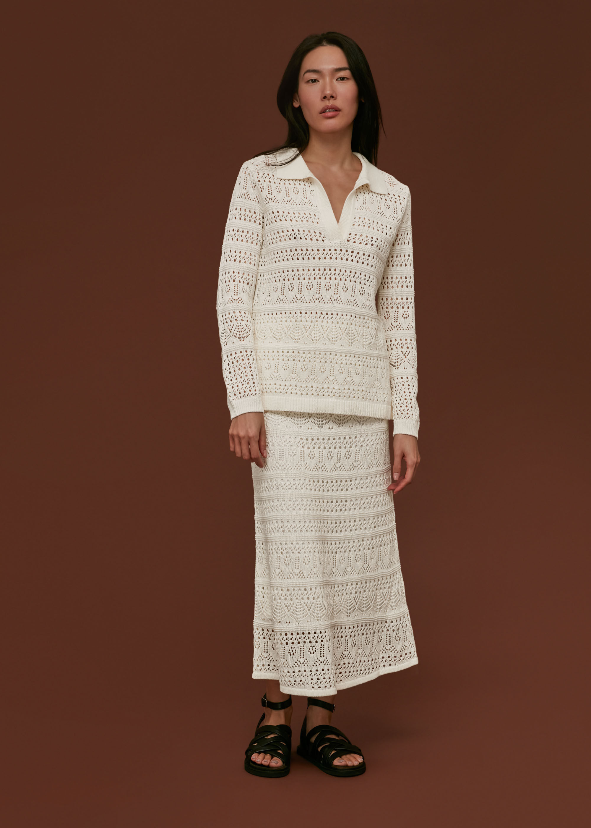 White crochet midi skirt deals