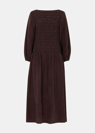 Checked Shirred Dress