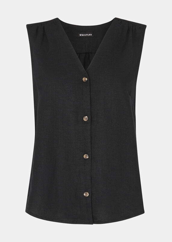 Black Laura Linen Tank