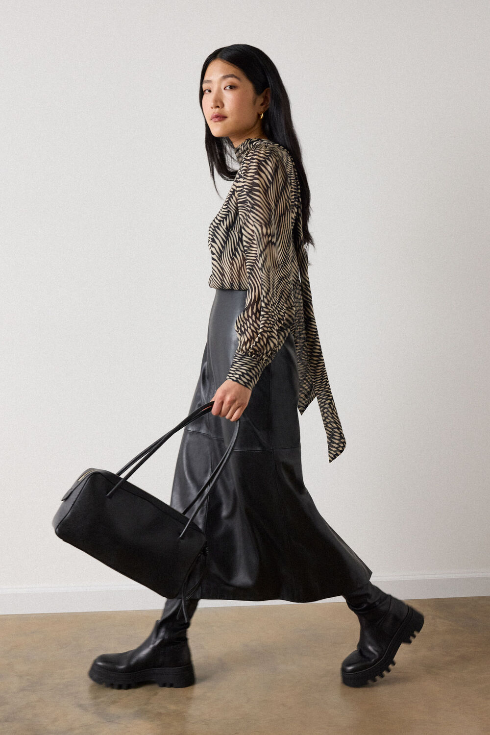 Geo Sheer Viscose Cuffed Top