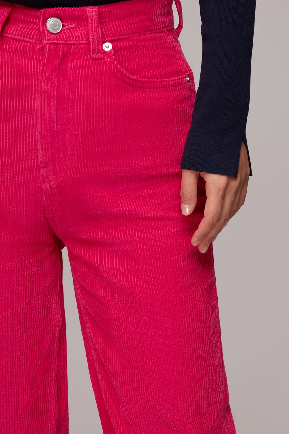 Pink Cord High Waist Barrel Jean