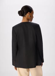 Petite Collarless Linen Blazer