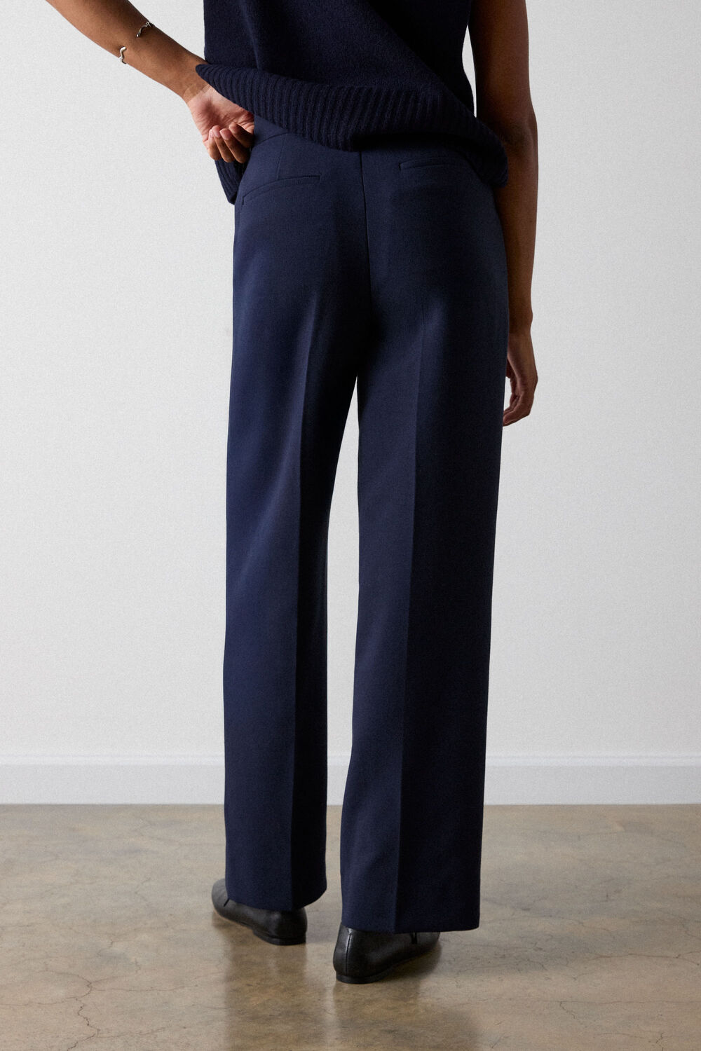 Navy High Rise Straight Trouser