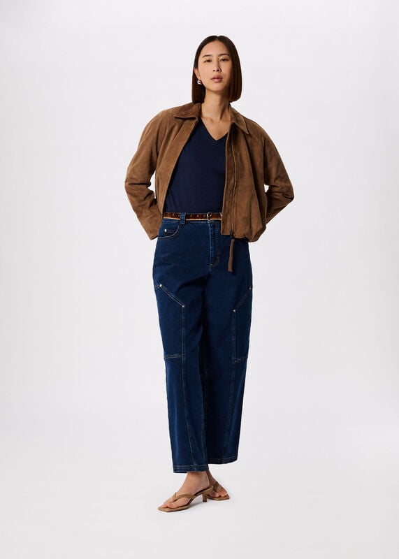 Navy Willa V-Neck Cap Sleeve Tee