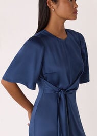 Petite Satin Twist Waist Midi Dress
