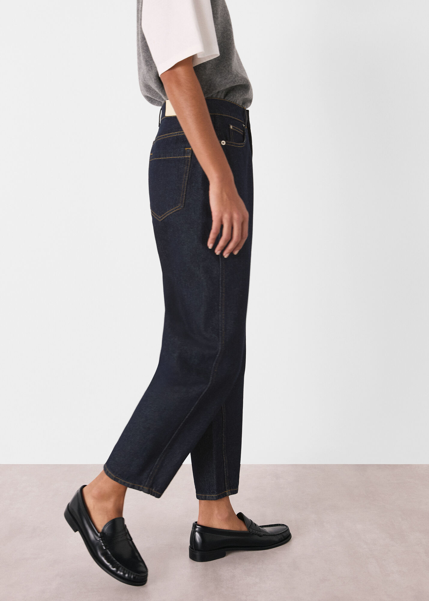 Dark Denim High Waisted Barrel Leg Jeans Whistles Whistles UK dark-denim-high-waisted-barrel-leg-jeans-whistles-whistles-uk