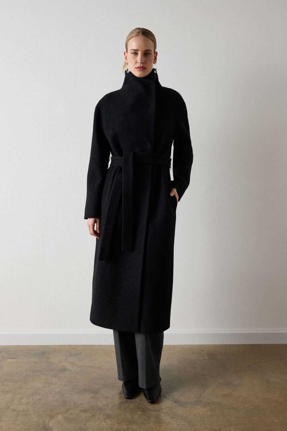 Petite Morgana Wool Funnel Wrap Coat