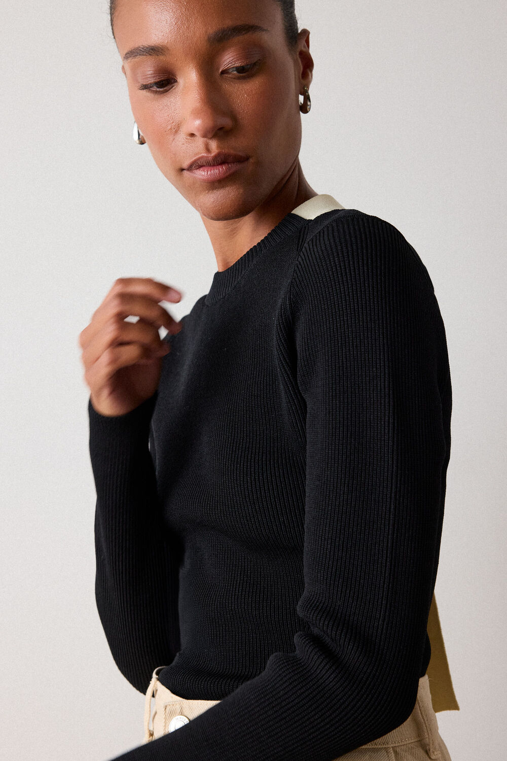 Tie Back Rib Knit Top