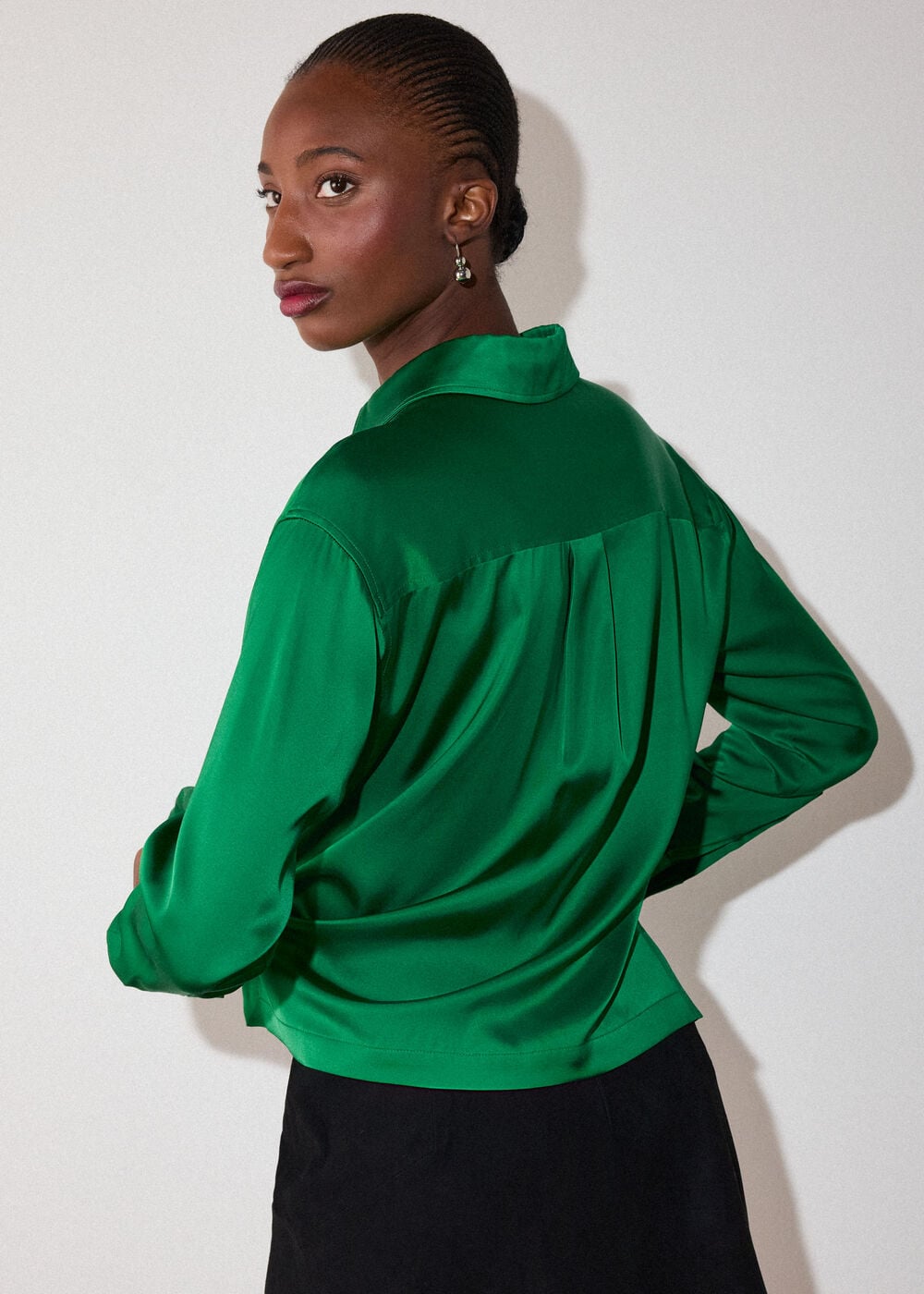 Green Utility Satin Viscose Shirt