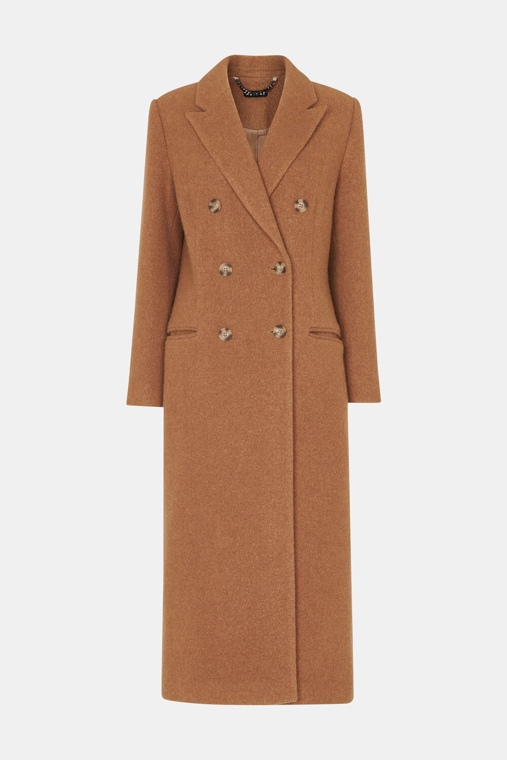 Camel Textured Wool Blend Coat