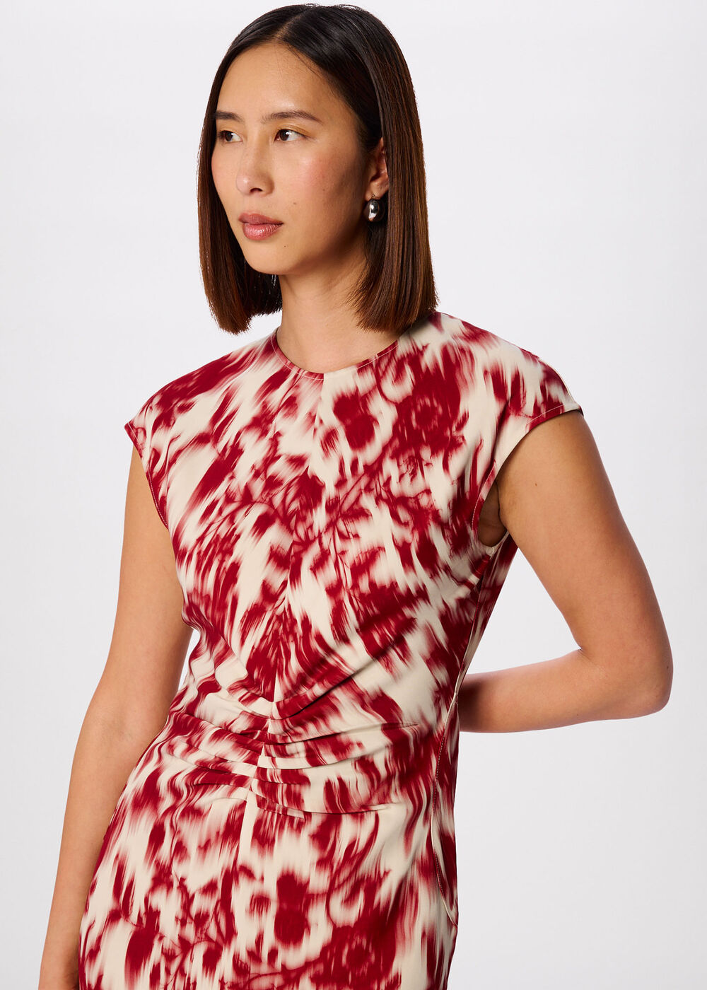 Blurred Floral Crepe Dress