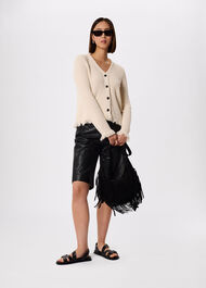 Cotton Boucle Fringe Cardigan