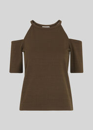 Cold Shoulder Top Khaki